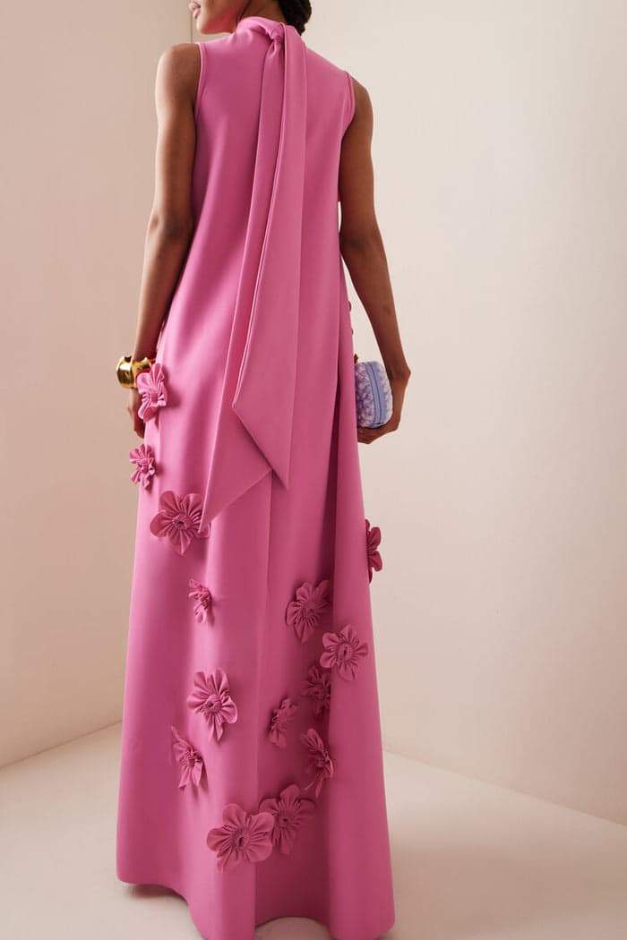 Rita Timeless Sleeveless Maxi Dress with Floral Embellishment Designer Edit