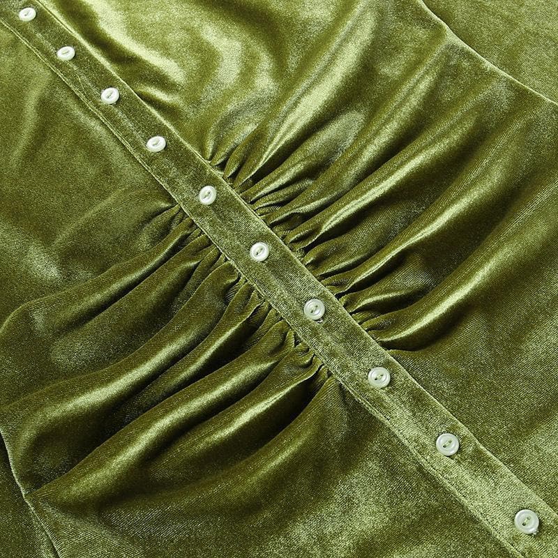 Button-through turnover collar ruched dress - Final Sale
