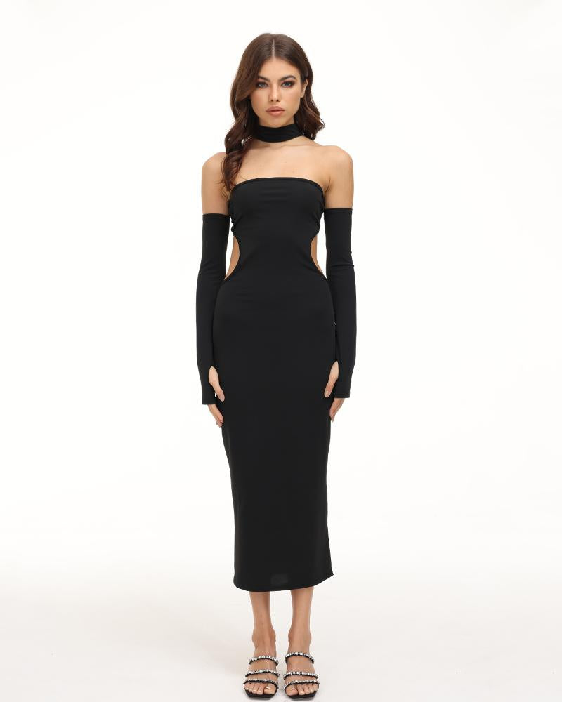 Eventide Horizon Tube Charming Halter Dress With Gloves Black / Xs Dresses