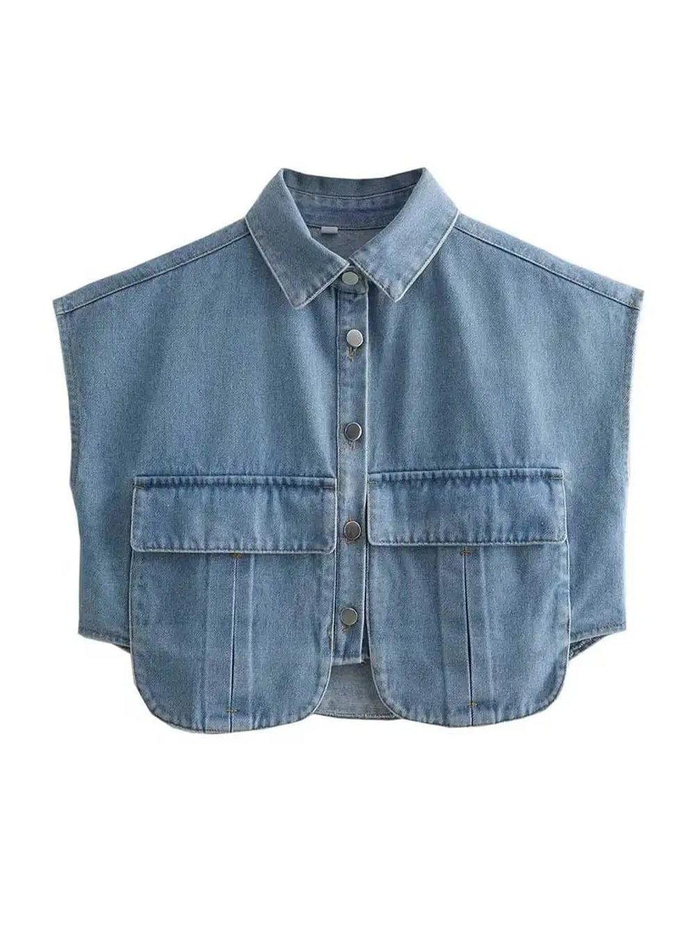 Kiara Cropped Denim Mini Shirt - Fashion Pov