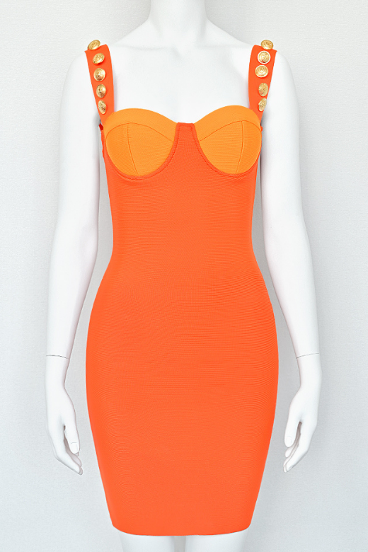 Kiki Bandage Mini Dress - Apricot Orange