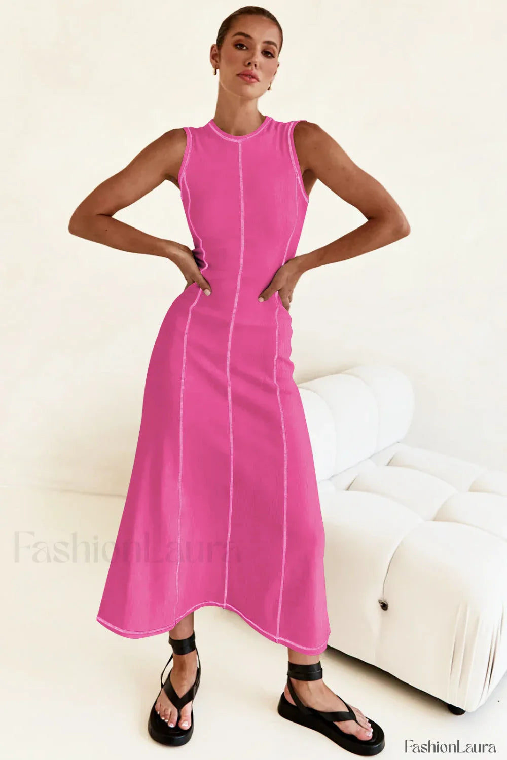 Knit Sleeveless A-Line Retro Work Dress