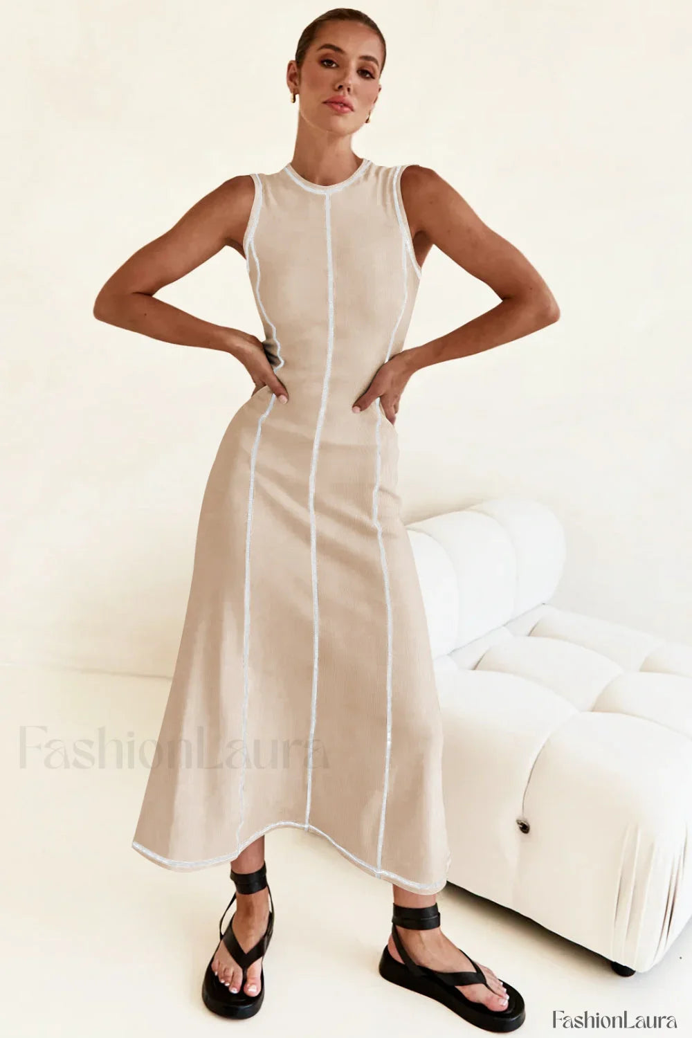 Knit Sleeveless A-Line Retro Work Dress