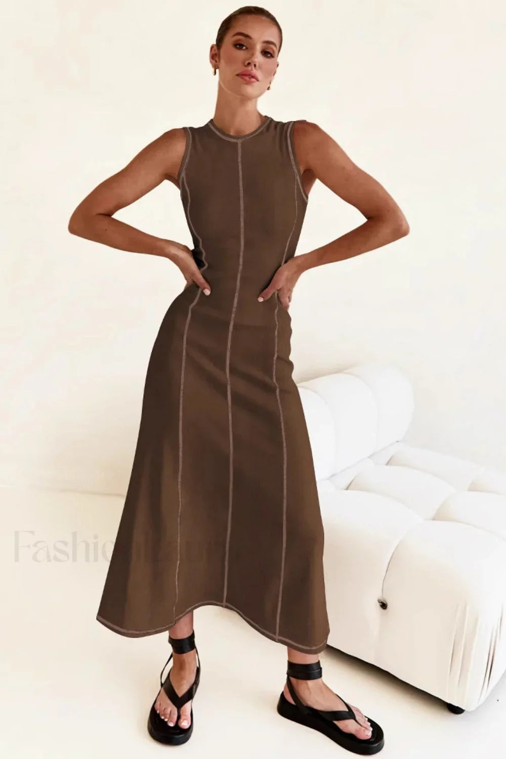 Knit Sleeveless A-Line Retro Work Dress