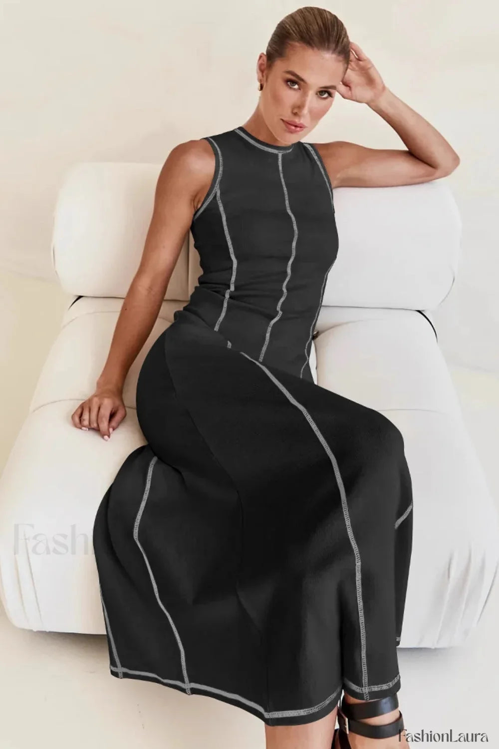 Knit Sleeveless A-Line Retro Work Dress