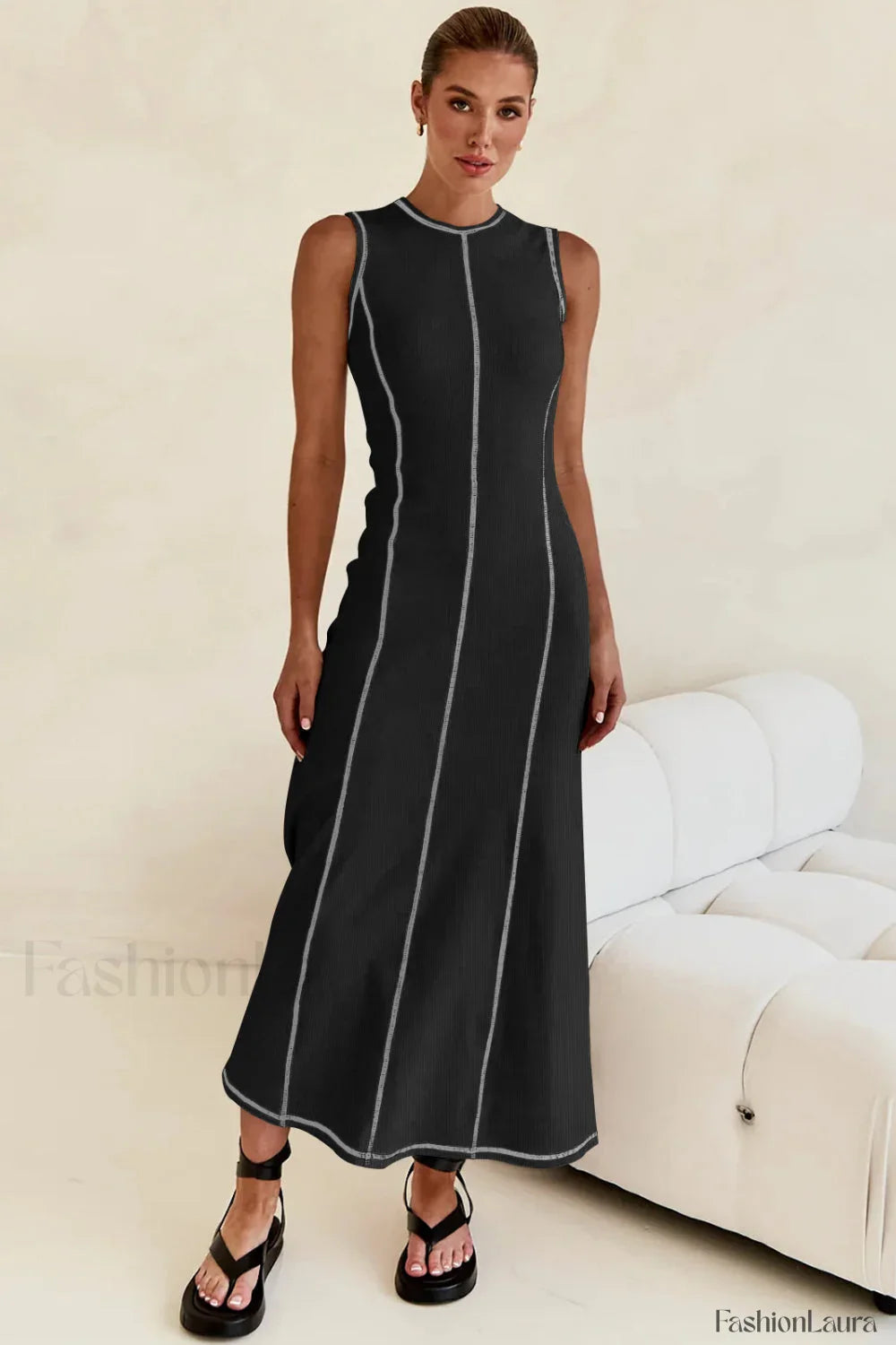Knit Sleeveless A-Line Retro Work Dress