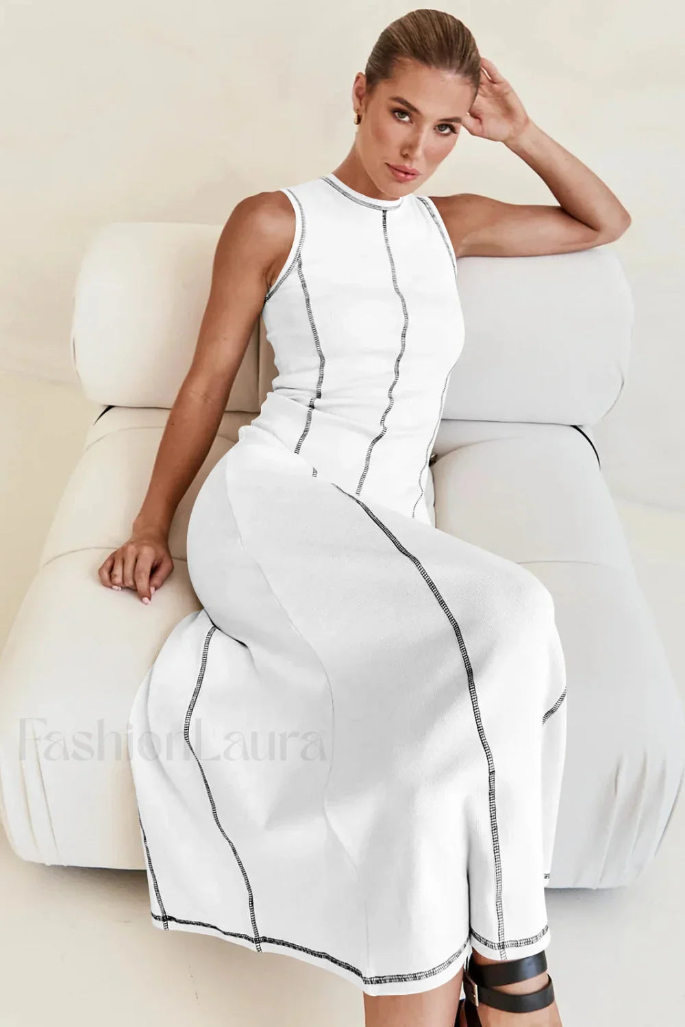 Knit Sleeveless A-Line Retro Work Dress