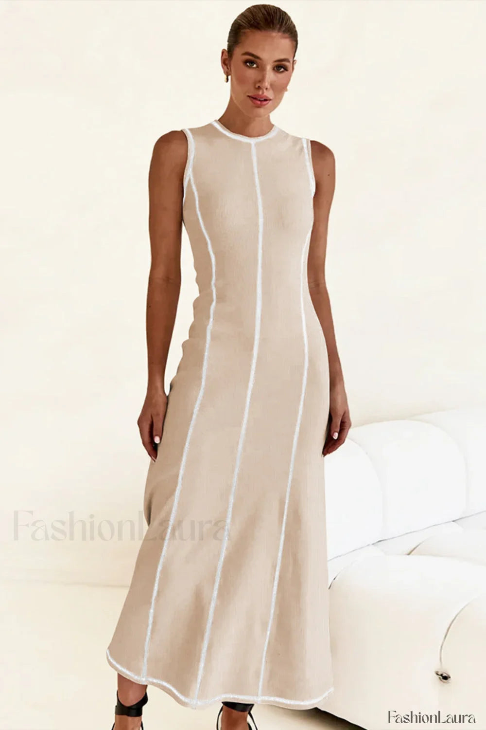 Knit Sleeveless A-Line Retro Work Dress