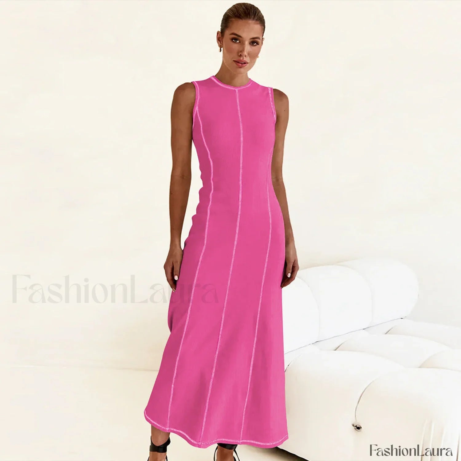 Knit Sleeveless A-Line Retro Work Dress