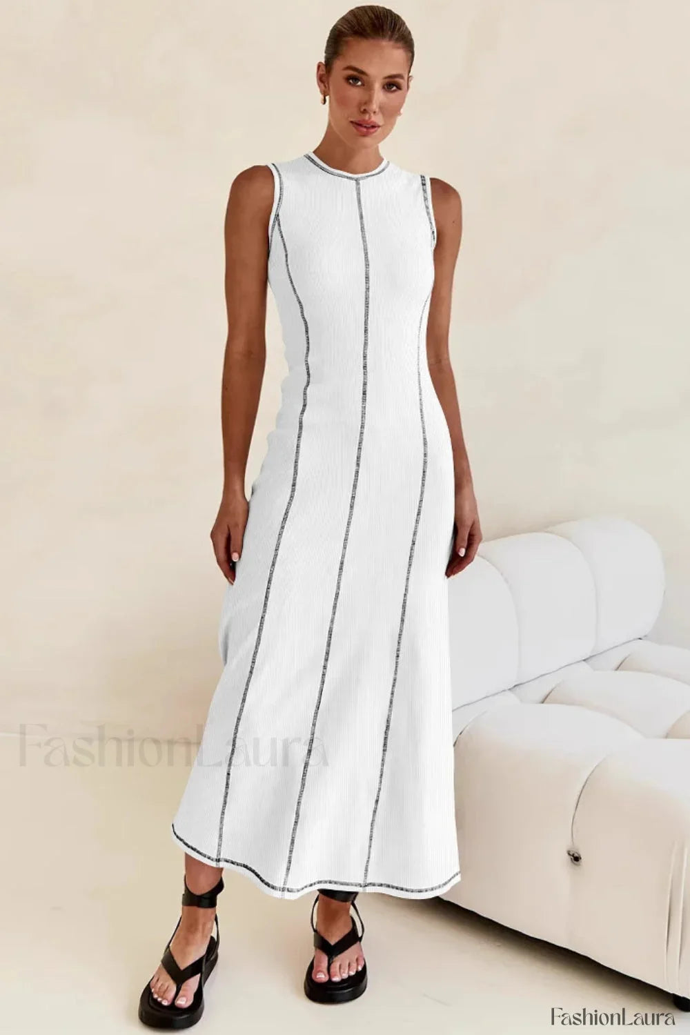 Knit Sleeveless A-Line Retro Work Dress