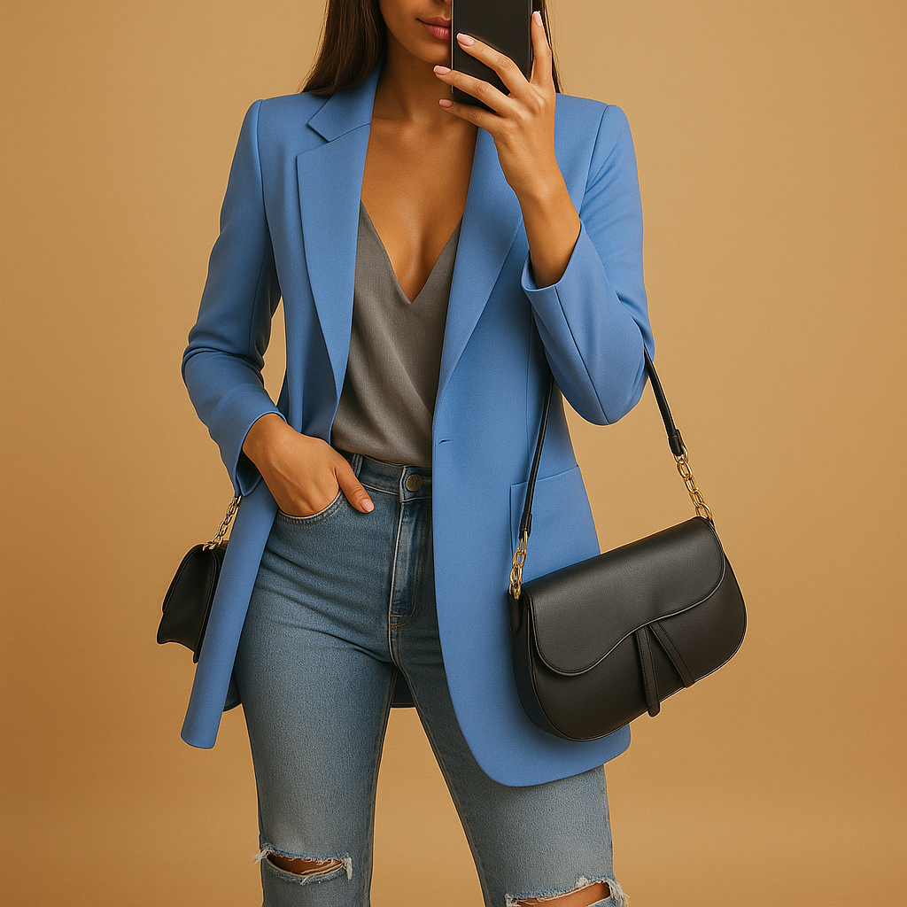 Notched Lapel Single Button Longline Tailored Blazer