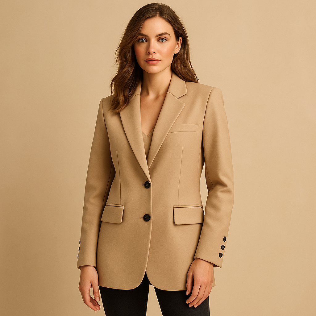 Notched Lapel Single-Breasted Long Sleeve Tailored Blazer