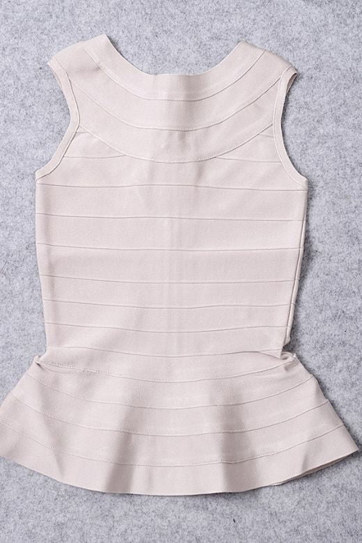 Leni Bandage Peplum Top - Beige