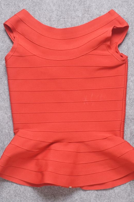 Leni Bandage Peplum Top - Lipstick Red