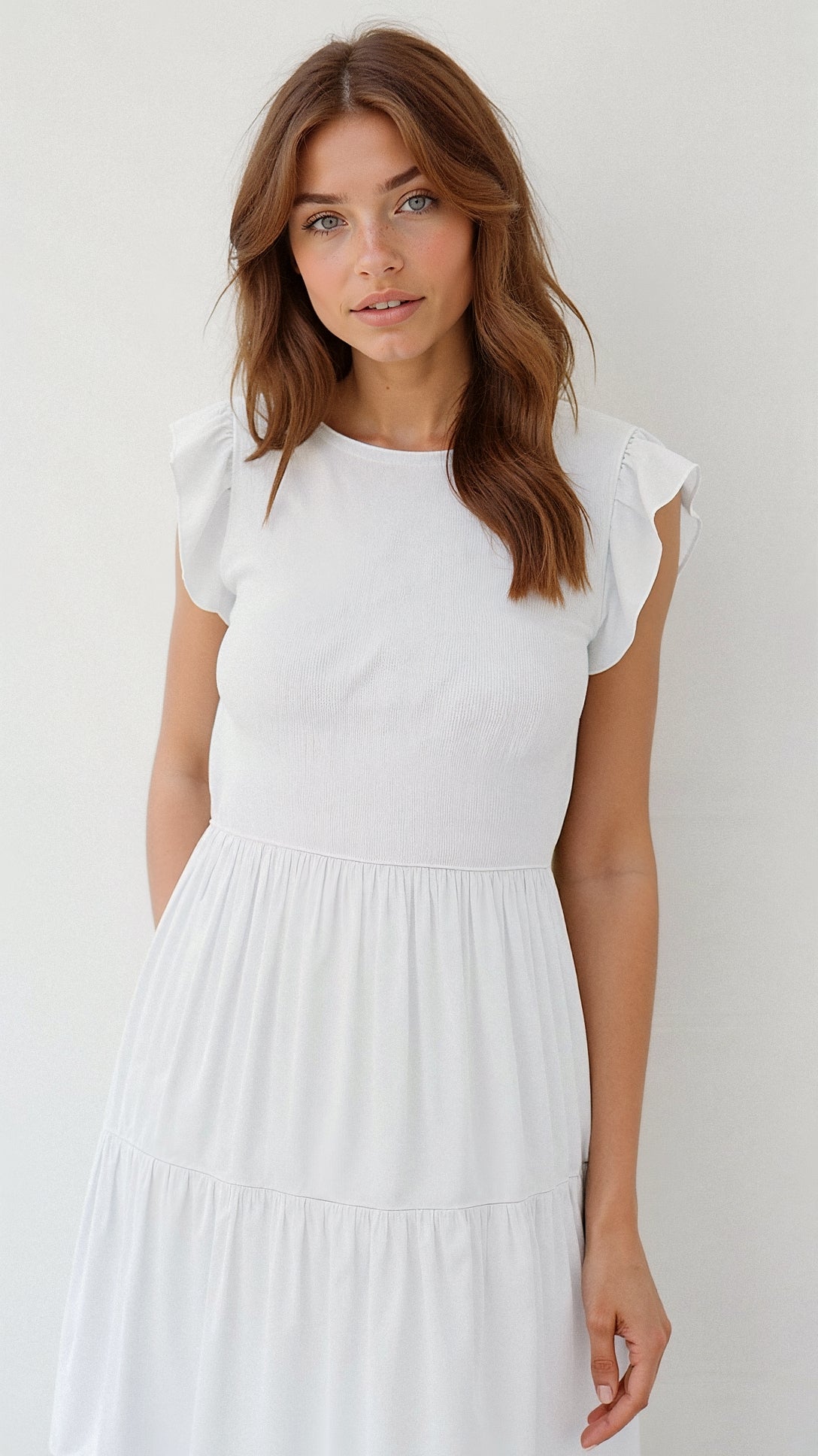 Pilar Chic Smocked Summer Midi Dress Pleated Designer Edit