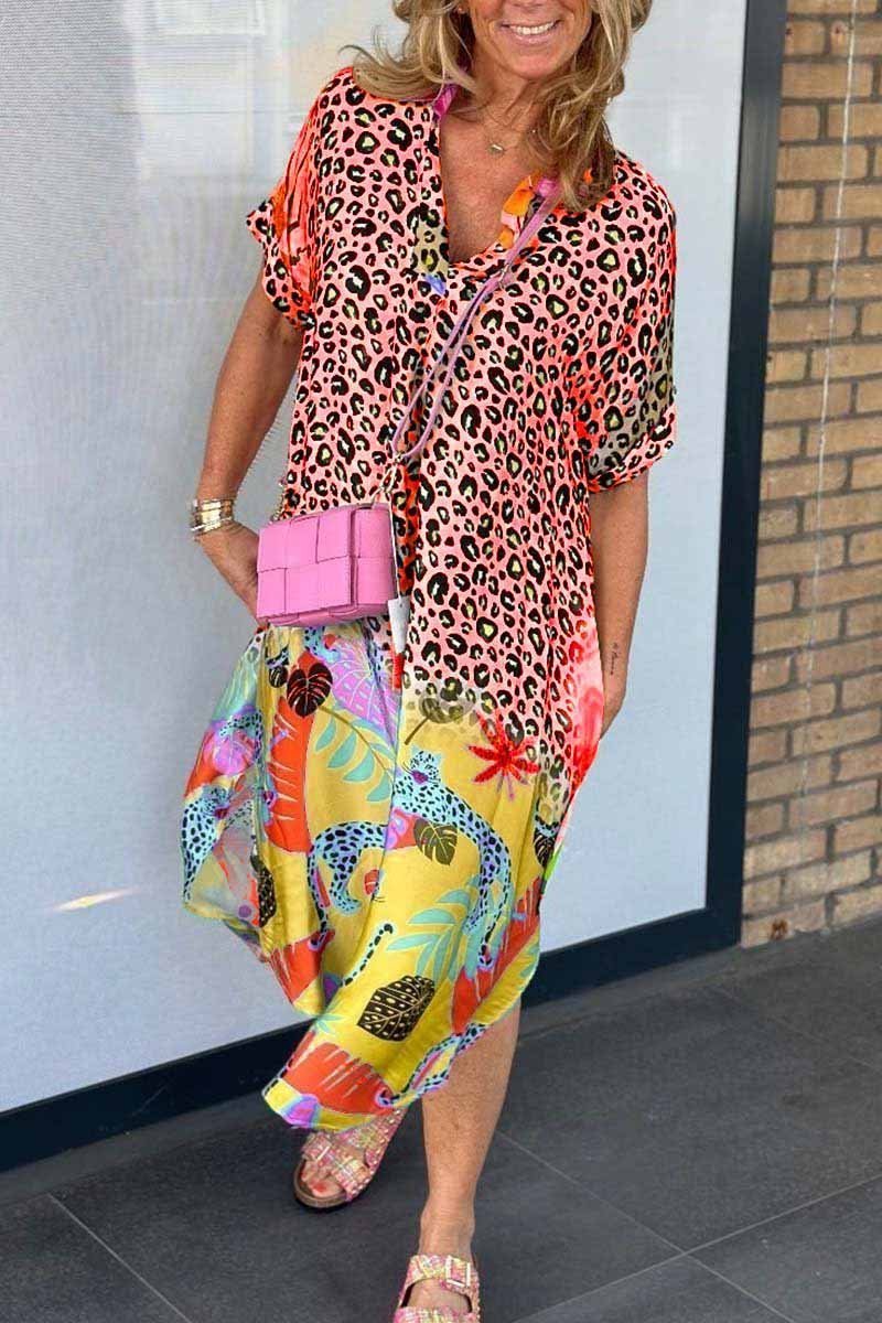Nuria Leopard Print Short Sleeve Dress for Women Brunch Outfit Idea