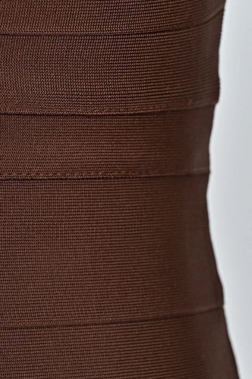 Lisa Long Sleeve Bandage Mini Dress - Chocolate Brown