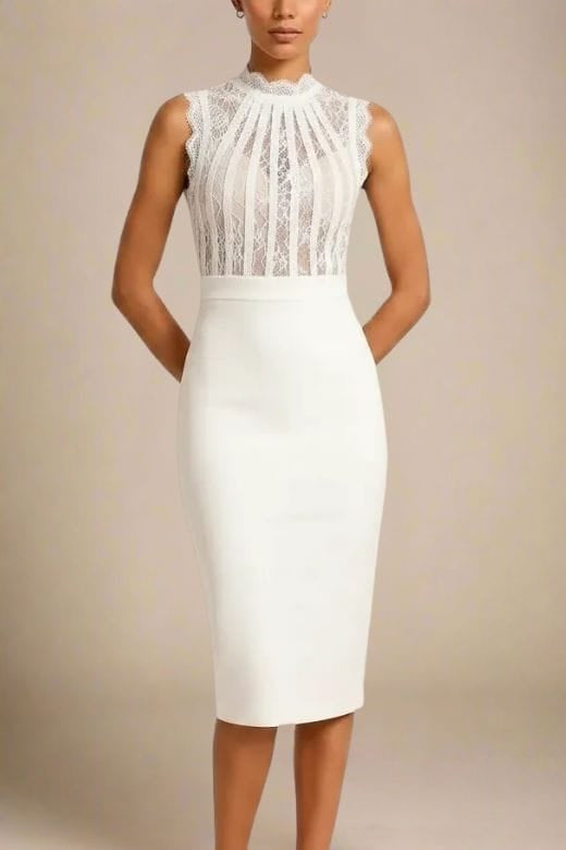 Lori Bodycon Dress - White Pearl