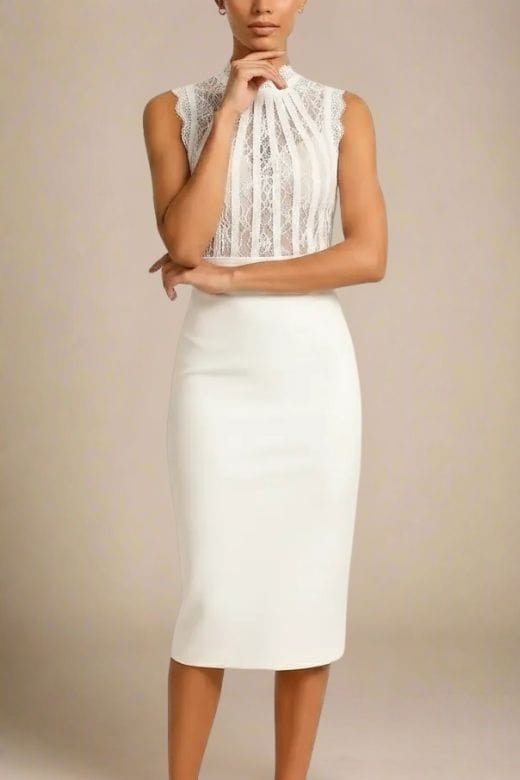 Lori Bodycon Dress - White Pearl