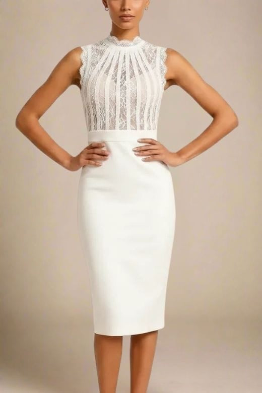 Lori Bodycon Dress - White Pearl