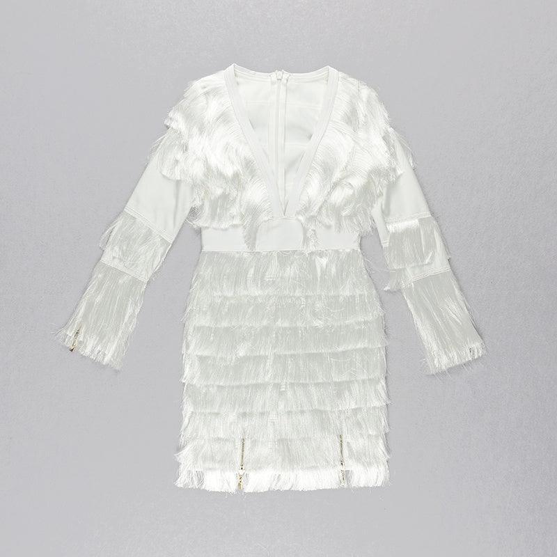 Louanne Deep V Layared Tassel Dress