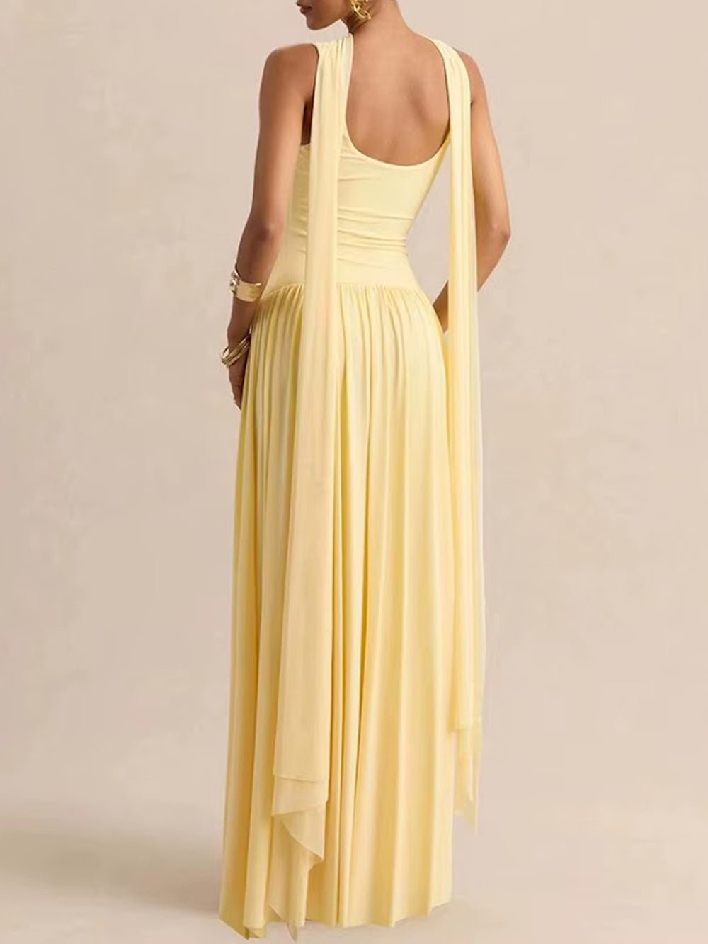 Luna Pleated Drop Waist Maxi Dress