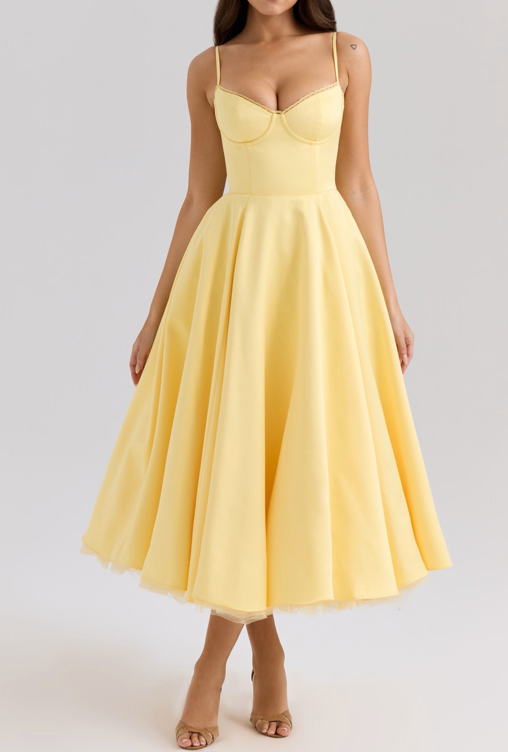 Satin Tulle Midi Dress