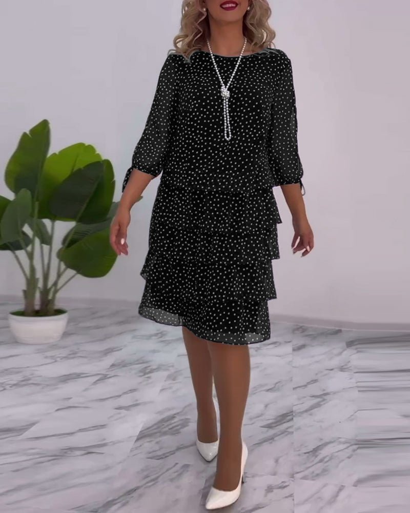 Adriela Premium Polka Dot Layered Dress Statement Occasion Edit