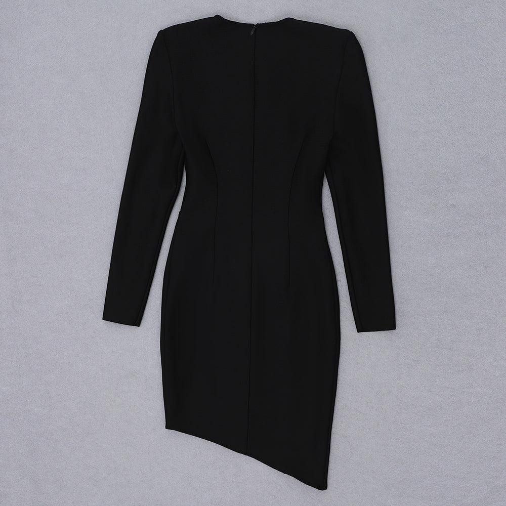 Mesh Hollow Out Deep Notched Dress