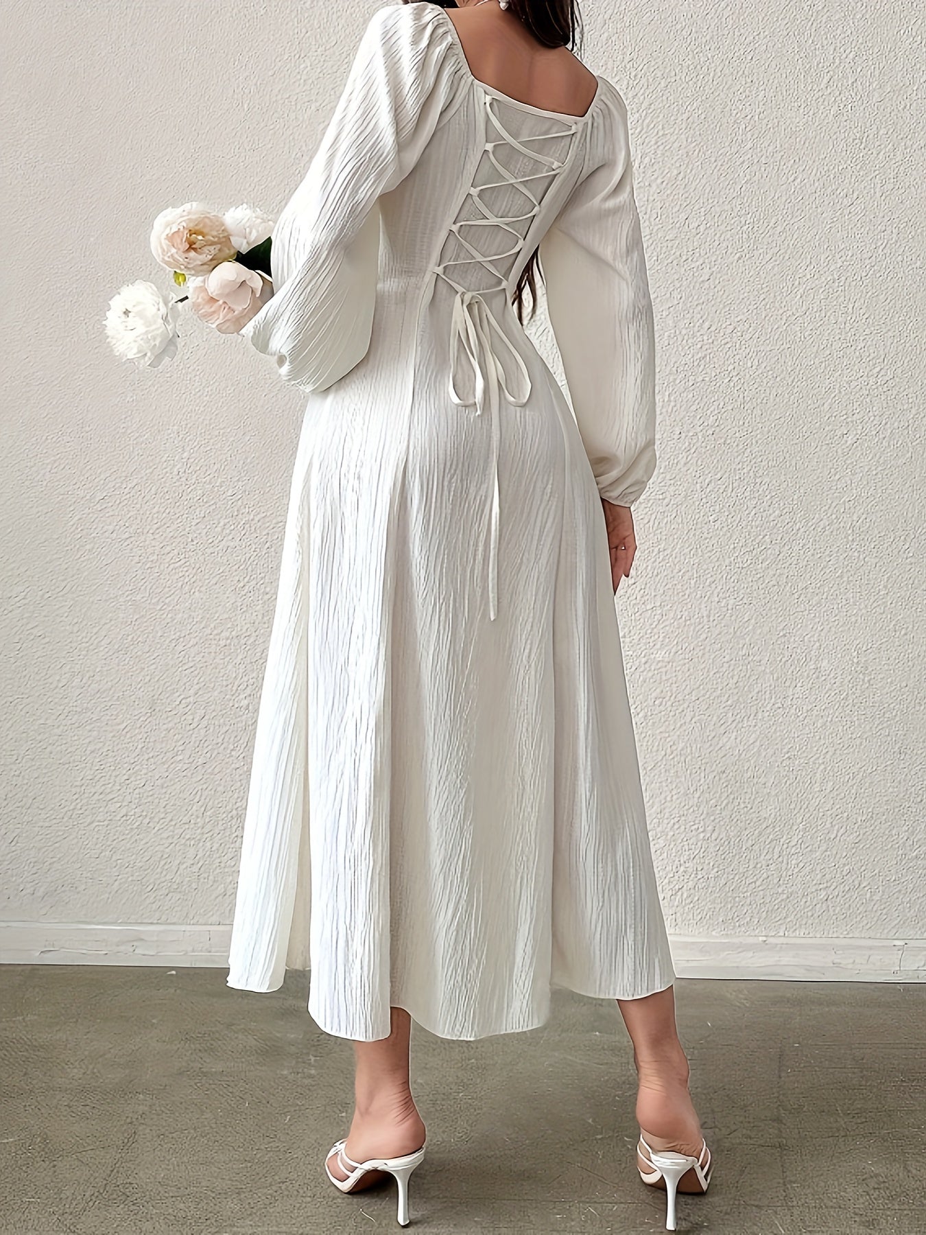 Leila Elegant Midi Dress with Cross Straps for Women Streetwear Style