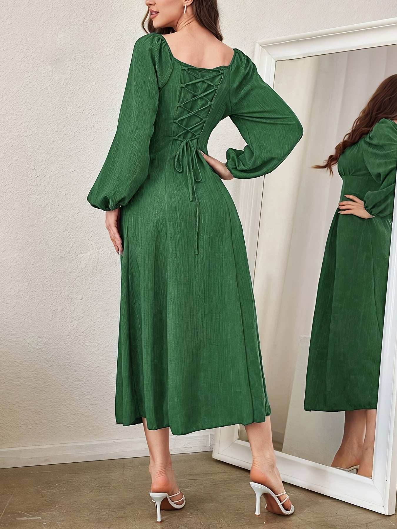 Leila Elegant Midi Dress with Cross Straps for Women Streetwear Style