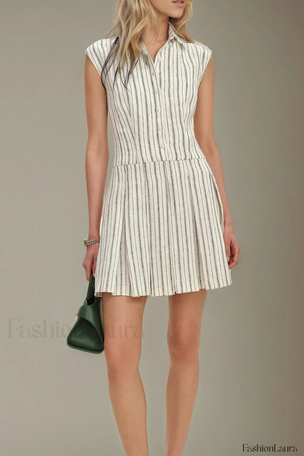 Minimalist Slimming Sleeveless Button-Front Work Dress