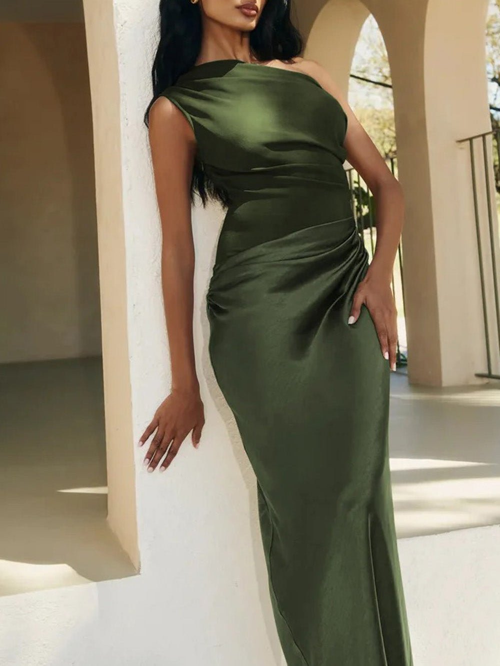 Mirabelle Satin One-Shoulder Gown