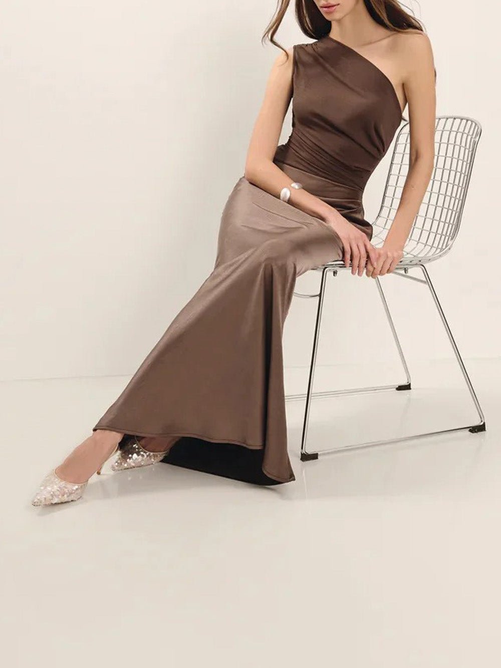Mirabelle Satin One-Shoulder Gown