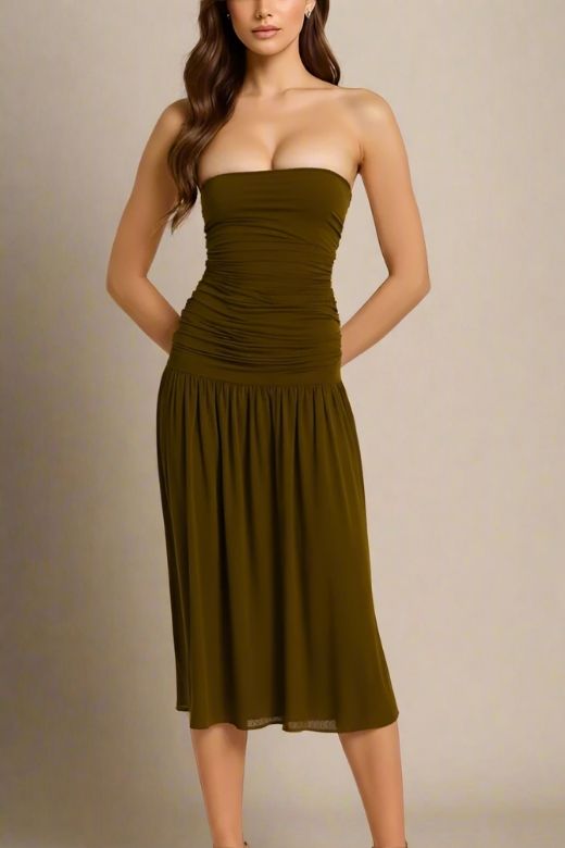 North Bodycon Wrap Midi Dress - Chocolate Brown (Sale)