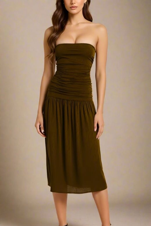 North Bodycon Wrap Midi Dress - Chocolate Brown (Sale)