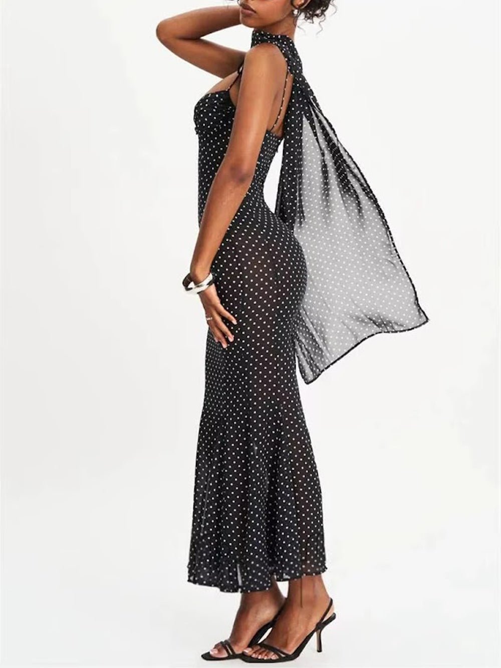 Odette Polka Dot Mesh Midi Dress