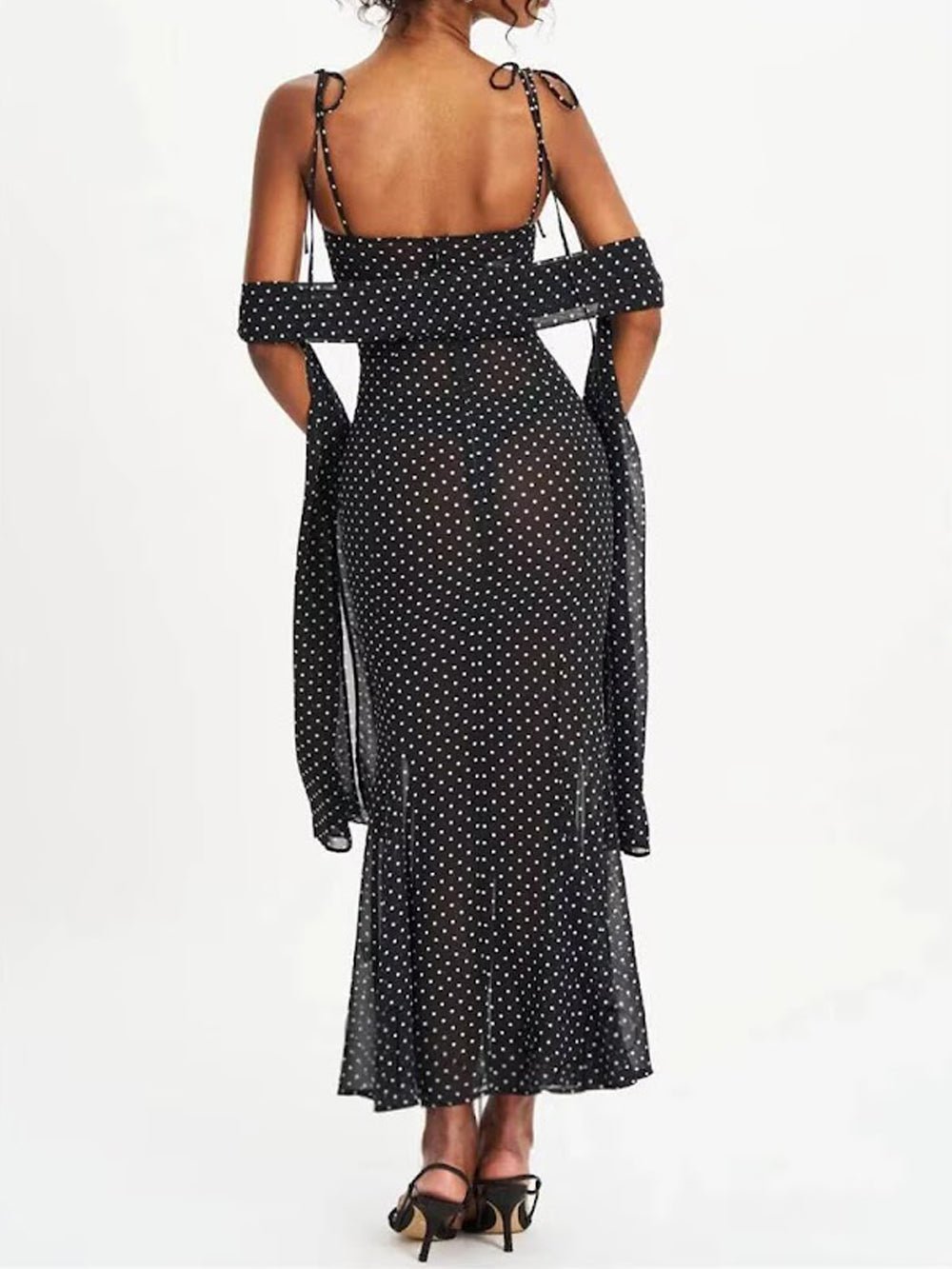Odette Polka Dot Mesh Midi Dress