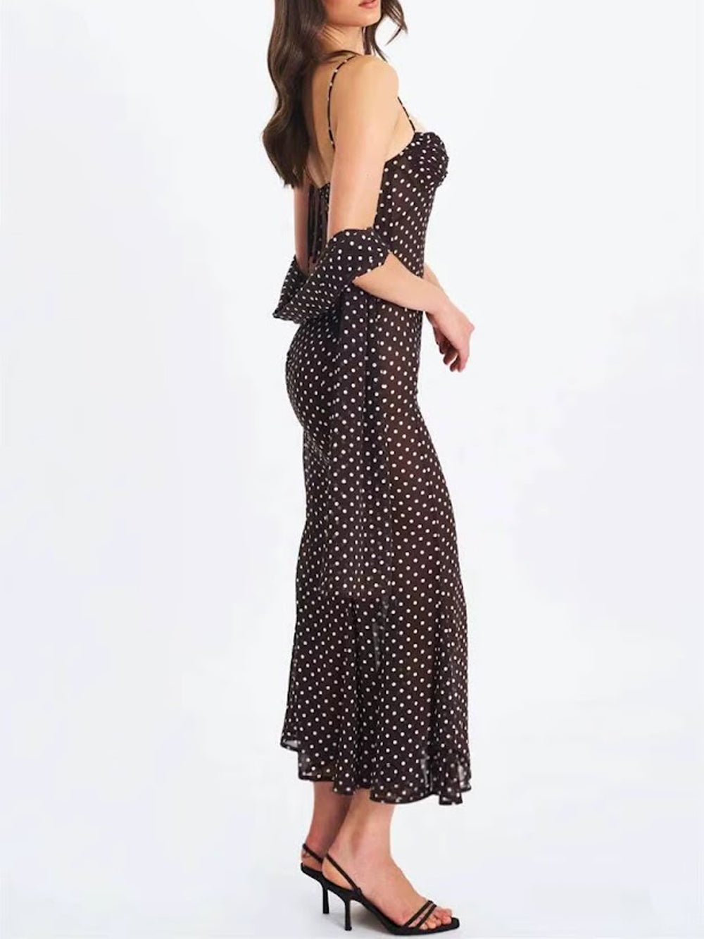 Odette Polka Dot Mesh Midi Dress