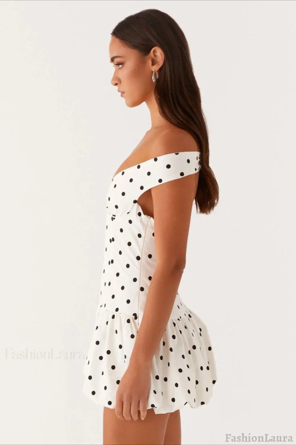 White Off Shoulder Peplum Mini Dress 3