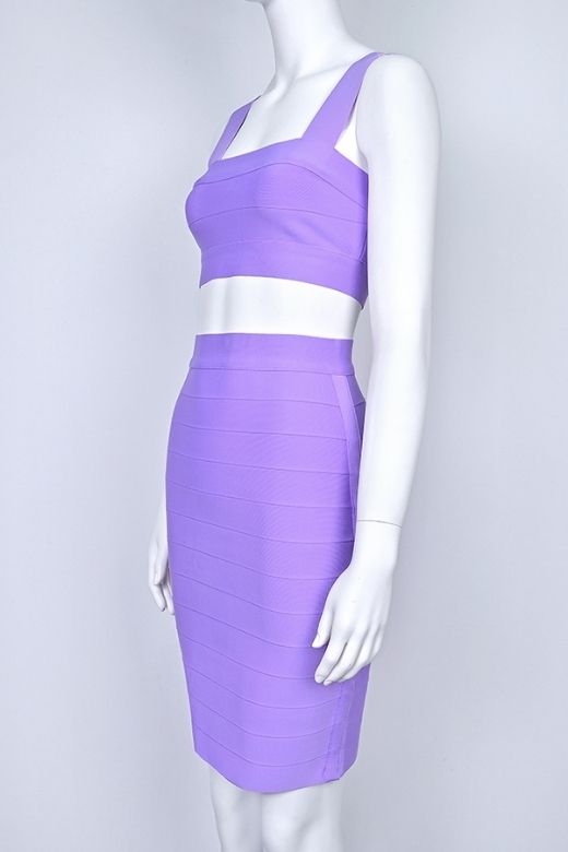 Ophelia Bandage Crop Top and Skirt Set - Violet