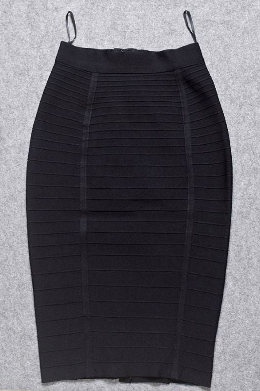 Leni Bandage Top and Knee Length Skirt Set - Classic Black