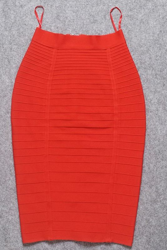 Leni Bandage Top and Knee Length Skirt Set - Lipstick Red