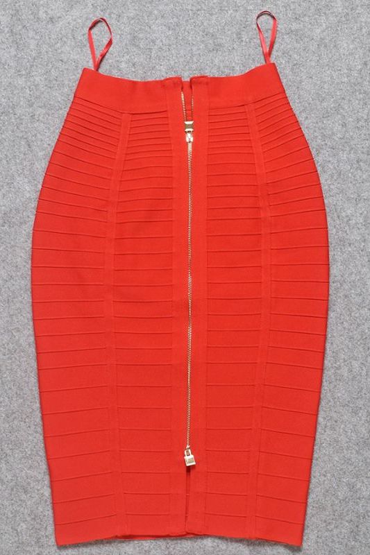 Leni Bandage Top and Knee Length Skirt Set - Lipstick Red