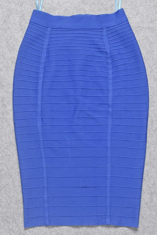 Pencil Bandage Knitted Knee Length Skirt - Navy Blue
