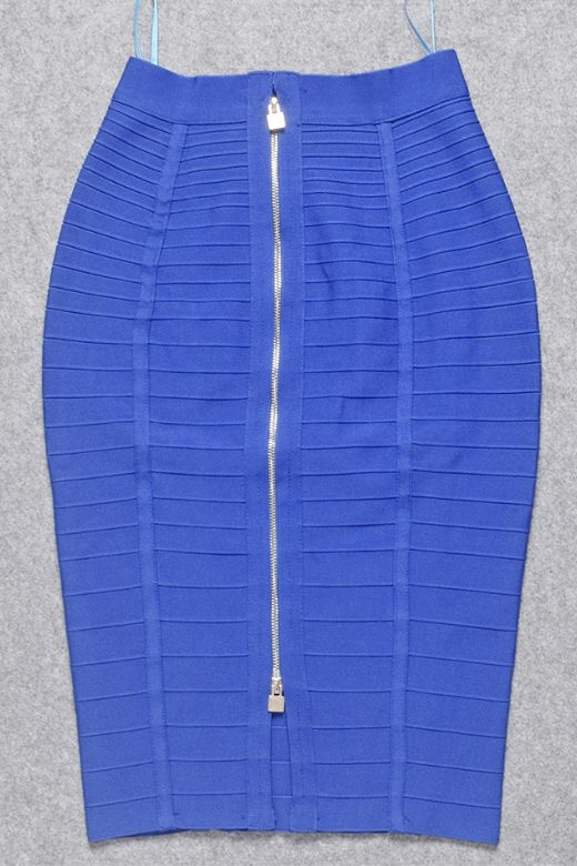 Leni Bandage Top and Knee Length Skirt Set - Royal Blue