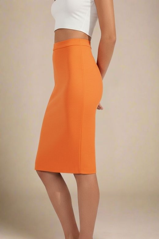 Pencil High Waist Bandage Knee Length Skirt - Apricot Orange