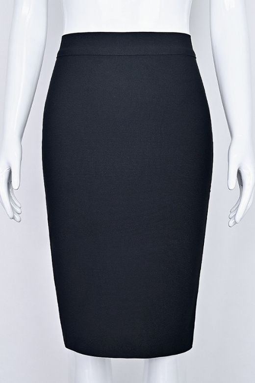 Pencil High Waist Bandage Knee Length Skirt - Apricot Orange