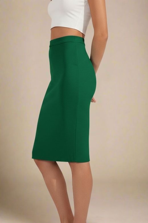 Pencil High Waist Bandage Knee Length Skirt - Emerald Green