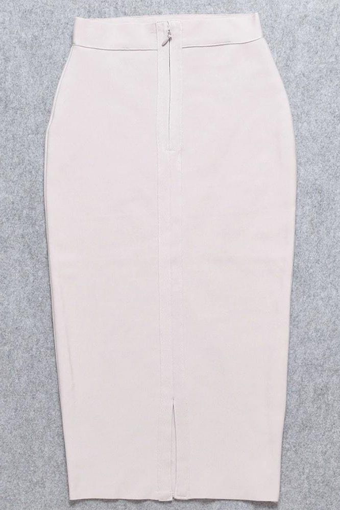 Pencil High Waist Bandage Midi Skirt - Cream
